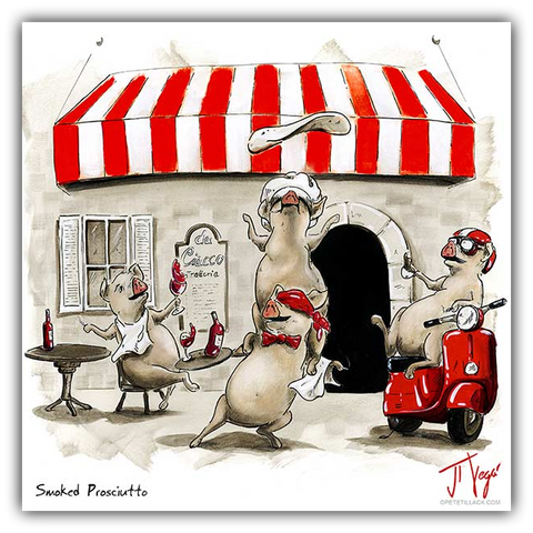 Smoked Prosciutto whimsical pig art by JT Vegar