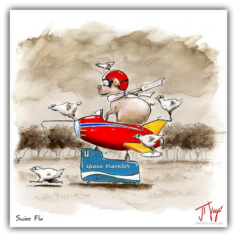 Swine Flu whimiscal pig art by JT Vegar