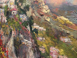 Italian Riviera palette knife painting by Steven Quartly close up.
