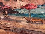 Italian Riviera palette knife painting by Steven Quartly close up.