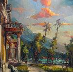 View of Lago Como an original oil by Steven Quartly depicting Lake Como.